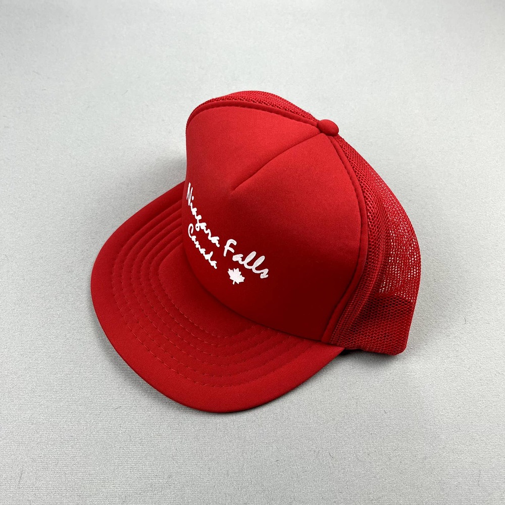 Vintage Niagara Falls Snapback Hat Trucker Adult Red Canada 5 Panel Maple Leaf